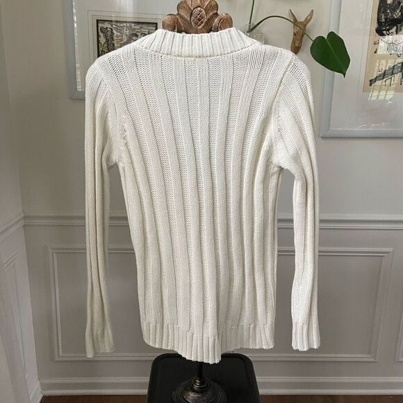 Fervour ModCloth Fisherman Cardigan Sweater Ivory L - Picture 4 of 7